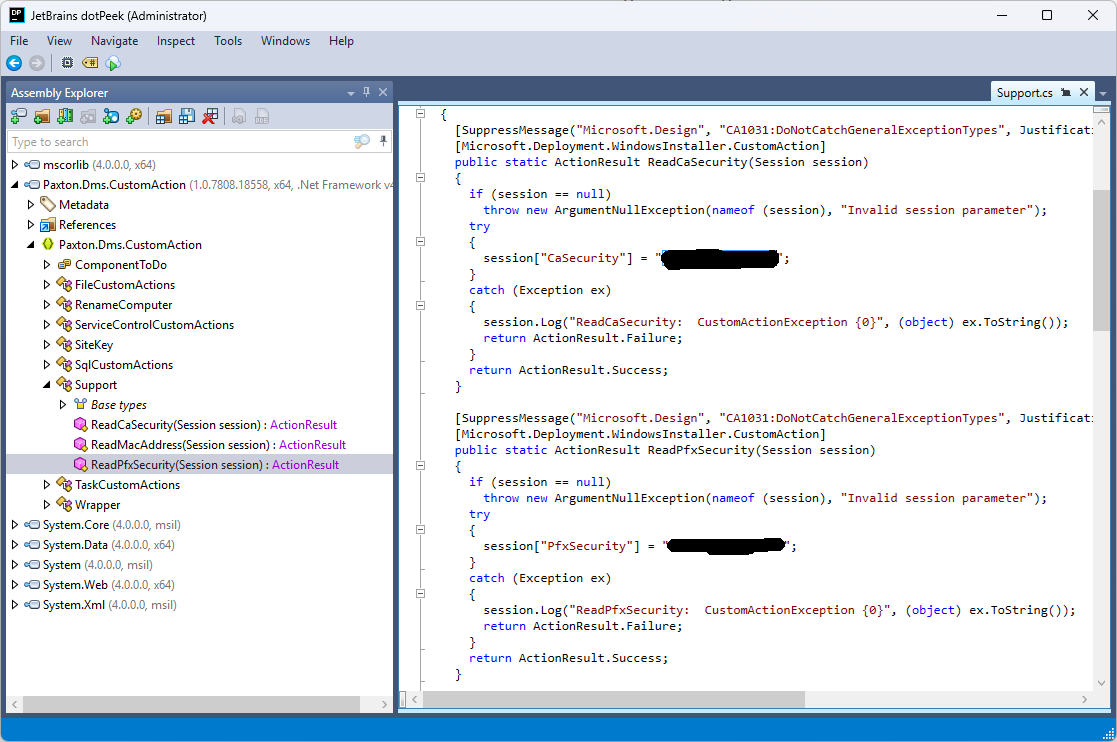 The passwords in dotPeek